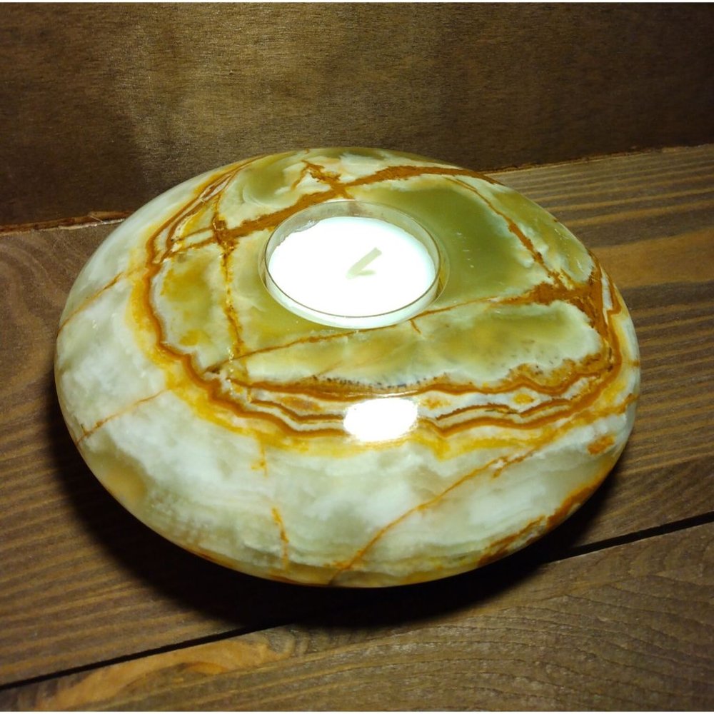 Onyx Tea Light Candle Holder Marble Disc